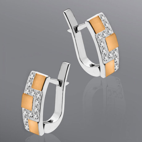 Сережки «Шахи», виконані зі срібла і золота