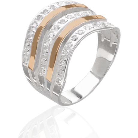 Срібна каблучка з золотом «Мелодія»