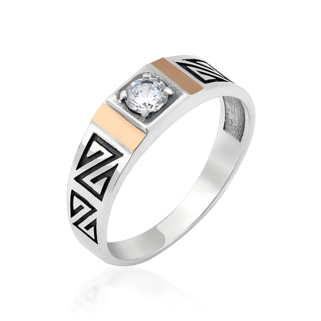 Мужской перстень с фианитом