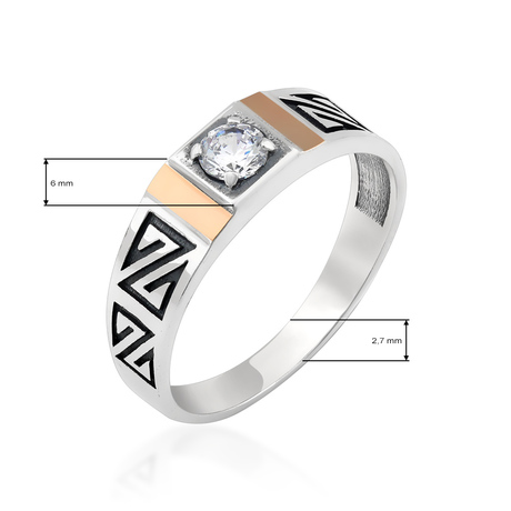 Мужской перстень с фианитом