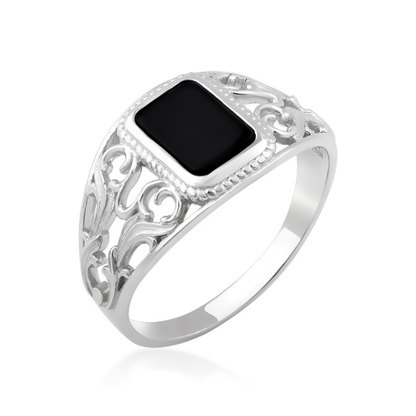 Мужская серебряная печатка с ониксом