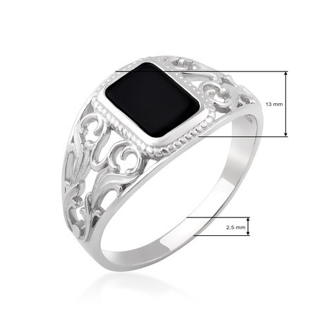 Мужская серебряная печатка с ониксом