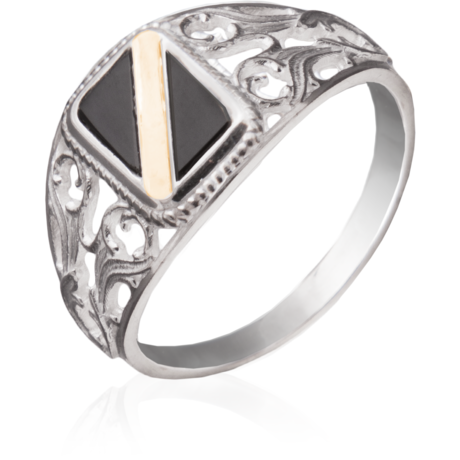 Печатка з оніксом - срібло і золото