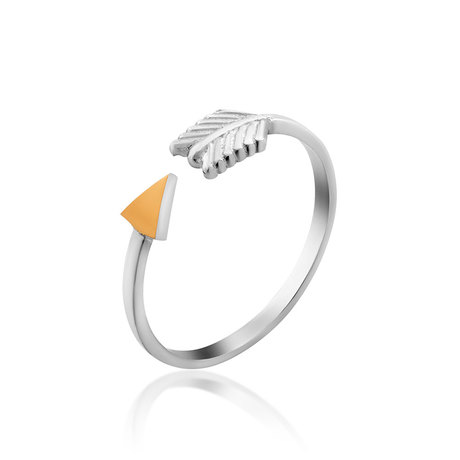 Серебряное кольцо «Стрела» с золотой пластиной