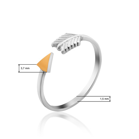 Серебряное кольцо «Стрела» с золотой пластиной