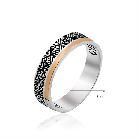 Каблучка зі срібла і золота «Спаси і збережи» Каблучка зі срібла і золота «Спаси і збережи»