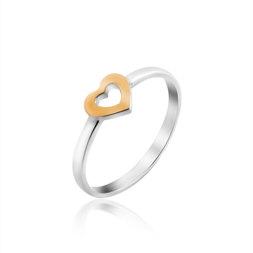 Срібний перстень з золотом «Серце»
