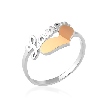 Серебряное кольцо с золотом «Лав»