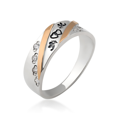 Срібний перстень «Амур» з золотими вставками