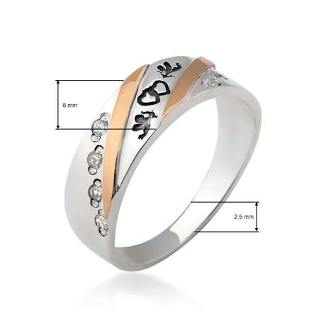 Срібний перстень «Амур» з золотими вставками