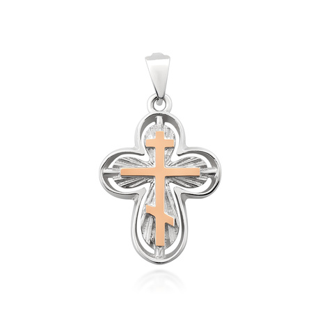 Нательный крест, изготовлен из серебра и золота