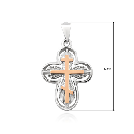 Нательный крест, изготовлен из серебра и золота