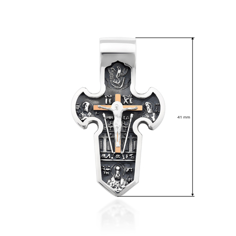 Срібний хрест з золотом, масивний