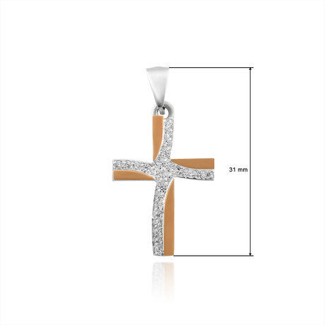 Крест с золотой пластиной и фианитами