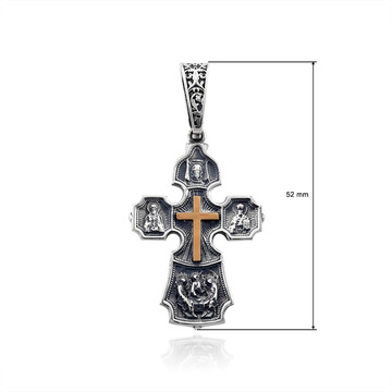 Крест изготовлен из серебра и золота