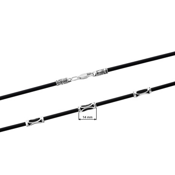 Каучуковый шнурок с серебряными вставками