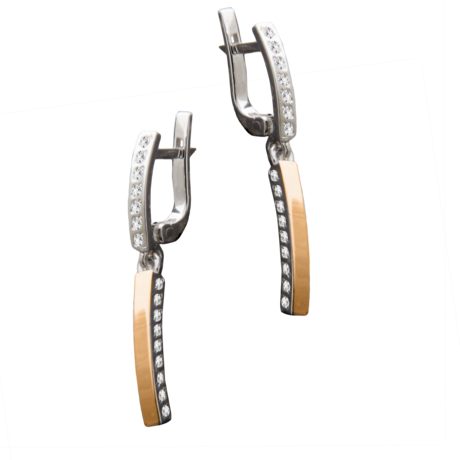 Оригинальные серьги «Рамина», камень - фианит