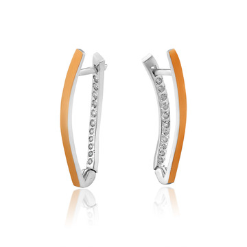 Сережки з фіанітами і золотими вставками