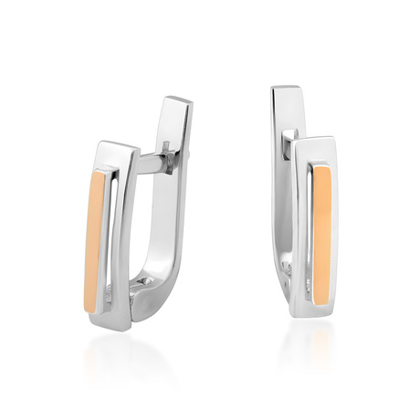 Срібні сережки з золотою пластиною "Рандеву"