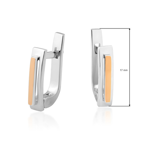 Срібні сережки з золотою пластиною "Рандеву"