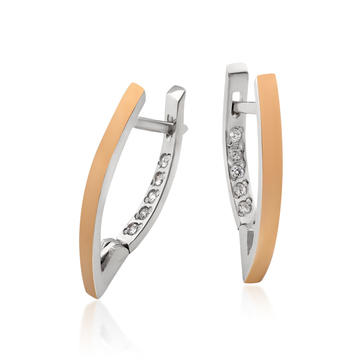 Серебряные серьги с золотом «Венера», дополнены белыми цирконами