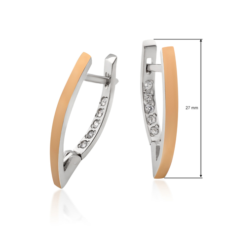 Срібні сережки з золотом «Венера», доповнені білими цирконами Срібні сережки з золотом «Венера», доповнені білими цирконами